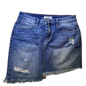Cello Asymmetrical Mini Jean Skirt Medium Distressed EUC